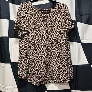 Torrid Animal Print Blouse - Black and Brown